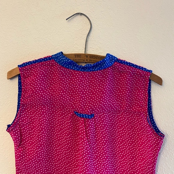 Anaya Pink and Blue Polk Dot Sheer Blouse - Picture 5 of 6